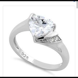 Sterling Silver Elegant Trillion Cut Clear CZ Ring